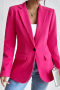 new casual no-stretch patchwork wool-like fabric solid color lapel slim jackets_Black_Pink_Magenta