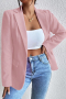 new casual no-stretch patchwork wool-like fabric solid color lapel slim jackets_Black_Pink