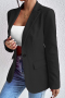 new casual no-stretch patchwork wool-like fabric solid color lapel slim jackets_Black