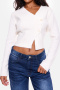 new stylish slight stretch solid color knit irregular long sleeve cardigans_White