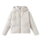 casual non-stretch 3 colors solid color hooded cotton jacket_Black_White