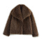 casual non-stretch fur solid color lapel jacket_Rose Red_Brown