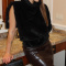 new slight stretch 3-color high neck furs tank tops_Black