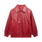 casual non-stretch 15 colors pu solid color zip-up jacket_Black_Red