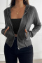 casual no-stretch 5-color patchwork pockets ribbed hooded jackets_Black_Gray_Dark Gray
