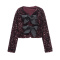 casual non-stretch 5 colors sequin bow-knot decor jacket_Black_Rose Red