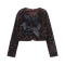 casual non-stretch 5 colors sequin bow-knot decor jacket_Black_Rose Red_Beige_Brown
