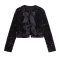 casual non-stretch 5 colors sequin bow-knot decor jacket_Black