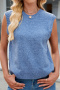 casual stretch knit crew neck ribbed hollow straps loose solid color vest_Black_Pink_Blue