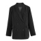 casual non-stretch solid color suit collar loose blazers(size run small)_Black
