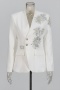 elegant non-stretch sequin pearls flowers decor high quality blazer_Black_White