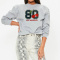 stylish slight stretch loose letter print long sleeve sweatshirt_Black_White_Gray