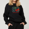 stylish slight stretch loose letter print long sleeve sweatshirt_Black