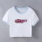 casual slight stretch hot girl letter print contrast color crop t-shirt_Black_Red_Rose Red_Sky Blue