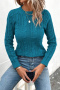 casual plus size non-stretch solid color knitted jacquard slim sweater_Black_Blue