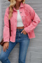 new stylish no-stretch patchwork washed denim 5-color long sleeve jackets_Black_Pink