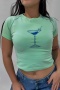 casual slight stretch positioning printing 4 colors all-match t-shirt_Black_Red_Aqua Green