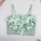 new stylish slight stretch 3d flowers padded underwire boning tank tops_White_Light Green