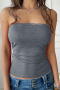 stylish slight stretch 4 colors lace stitching all-match bandeau vest_Black_White_Gray