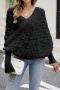 stylish slight stretch cut out knitted 6 colors long sleeve all-match sweater_Black