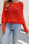 stylish slight stretch cut out knitted 6 colors long sleeve all-match sweater_Black_Gray_Red