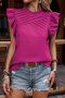 stylish non-stretch 4 colors ruffle all-match blouse(only top)_Magenta