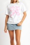 new casual slight stretch bow fixed printing loose short-sleeved t-shirts_Pink