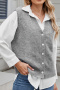 new casual slight stretch knit 3-color sleeveless cardigans_Black_Gray
