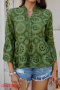 casual non-stretch 4 colors cut out three-quarter sleeve blouse(only blouse)_Black_White_Yellow_Dark Green