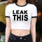casual slight stretch contrast color letter print short sleeve crop t-shirt_Black