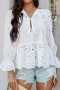 stylish non-stretch 4 colors cut out lace-up blouse(only blouse)_Black_White