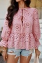 stylish non-stretch 4 colors cut out lace-up blouse(only blouse)_Black_White_Pink