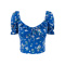 casual non-stretch floral batch printing blouses(size run small)_Black_Blue