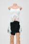 sexy slight stretch lace ruffle decor padded tank top(size run small)_Black_White