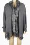 new slight stretch 7-color tassel &fuzzy knit long sleeve cardigan_Black_Gray