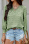 stylish non-stretch 4 colors v-neck long sleeve blouse(only blouse)_Black_White_Pink_Green