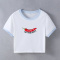 casual slight stretch chili pepper letter print contrast color collar t-shirt_Black_Red_Rose Red_Sky Blue
