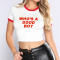 casual slight stretch letter print short-sleeved contrast color collar t-shirt_Black_Red