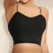 casual slight stretch solid color breathable tank top_Black