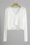 casual slight stretch 6 colors micro see-through thin knitted cardigan_Black_White