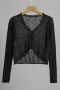 casual slight stretch 6 colors micro see-through thin knitted cardigan_Black