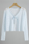 casual slight stretch 6 colors micro see-through thin crop knitted cardigan_Black_White_Light Pink_Sky Blue
