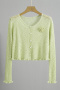 casual stretch 7 colors micro see-through flower decor thin knitted cardigan_Black_White_Light Pink_Yellow_Light Green