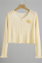 casual stretch 7 colors micro see-through flower decor thin knitted cardigan_Black_White_Light Pink_Yellow