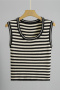 casual slight stretch slim fit knitted striped crop all-match vest_Black