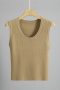 casual slight stretch slim fit knitted solid color crop all-match vest_Black_White_Gray_Beige_Khaki