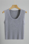 casual slight stretch slim fit knitted solid color crop all-match vest_Black_White_Gray