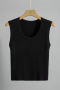casual slight stretch slim fit knitted solid color crop all-match vest_Black