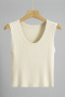 casual slight stretch slim fit knitted solid color crop all-match vest_Black_White_Gray_Beige