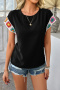 stylish non-stretch 4 colors crochet short sleeve blouse(only blouse)_Black